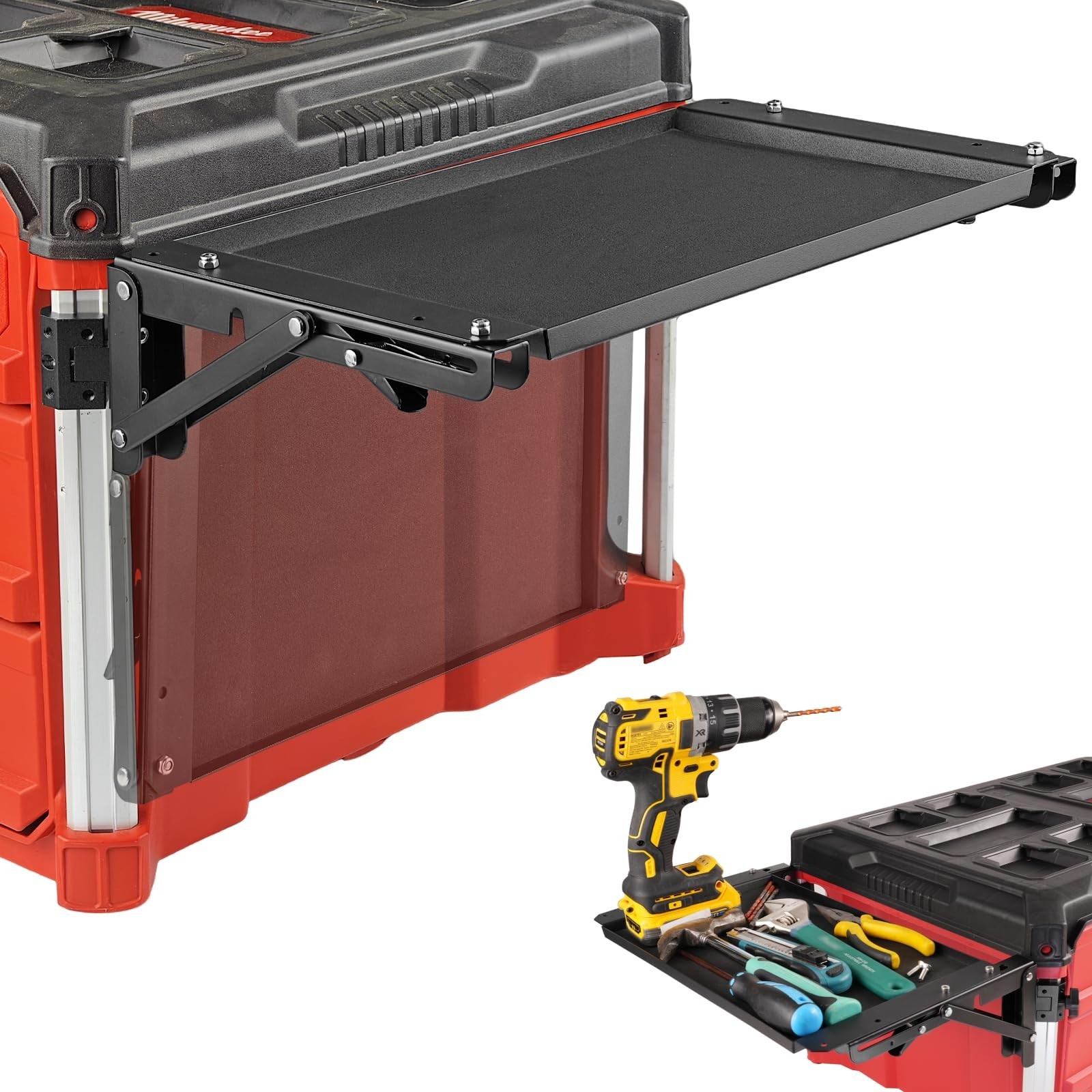 Folding Magnetic Side Table for Packout Toolbox – No-Drill Organizer & Tool Tray