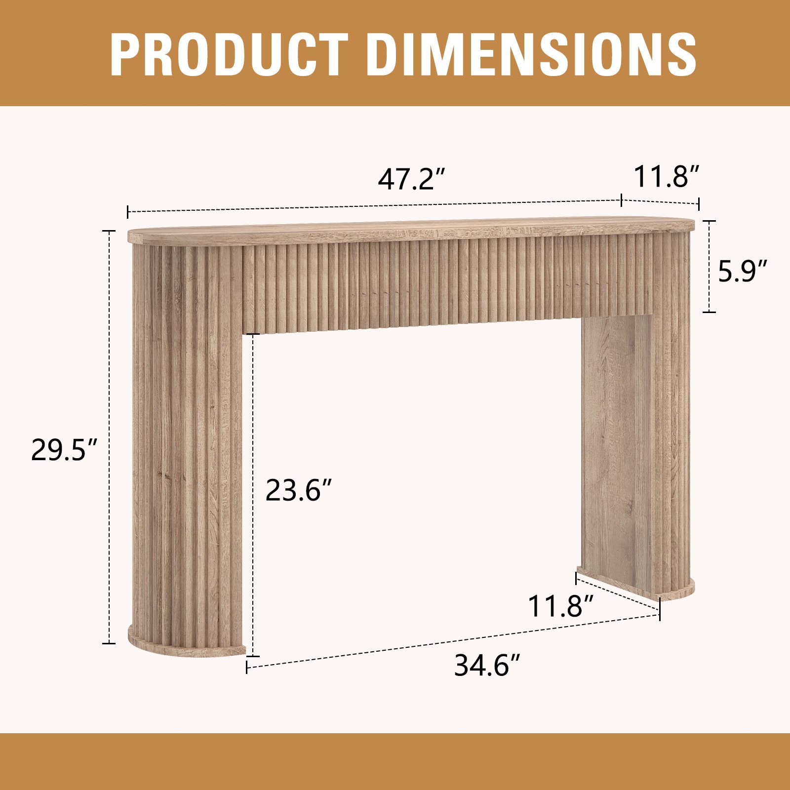 Console Table for Entryway, 47 Inch Farmhouse Sofa Table for Living Room