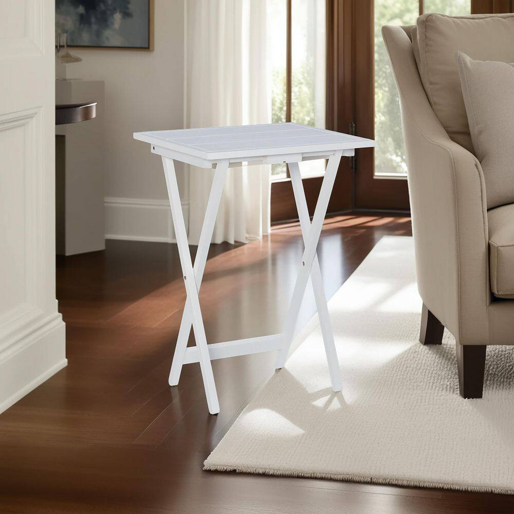 Fennec 15.75 In. L Wood Top Folding Tray White Tables