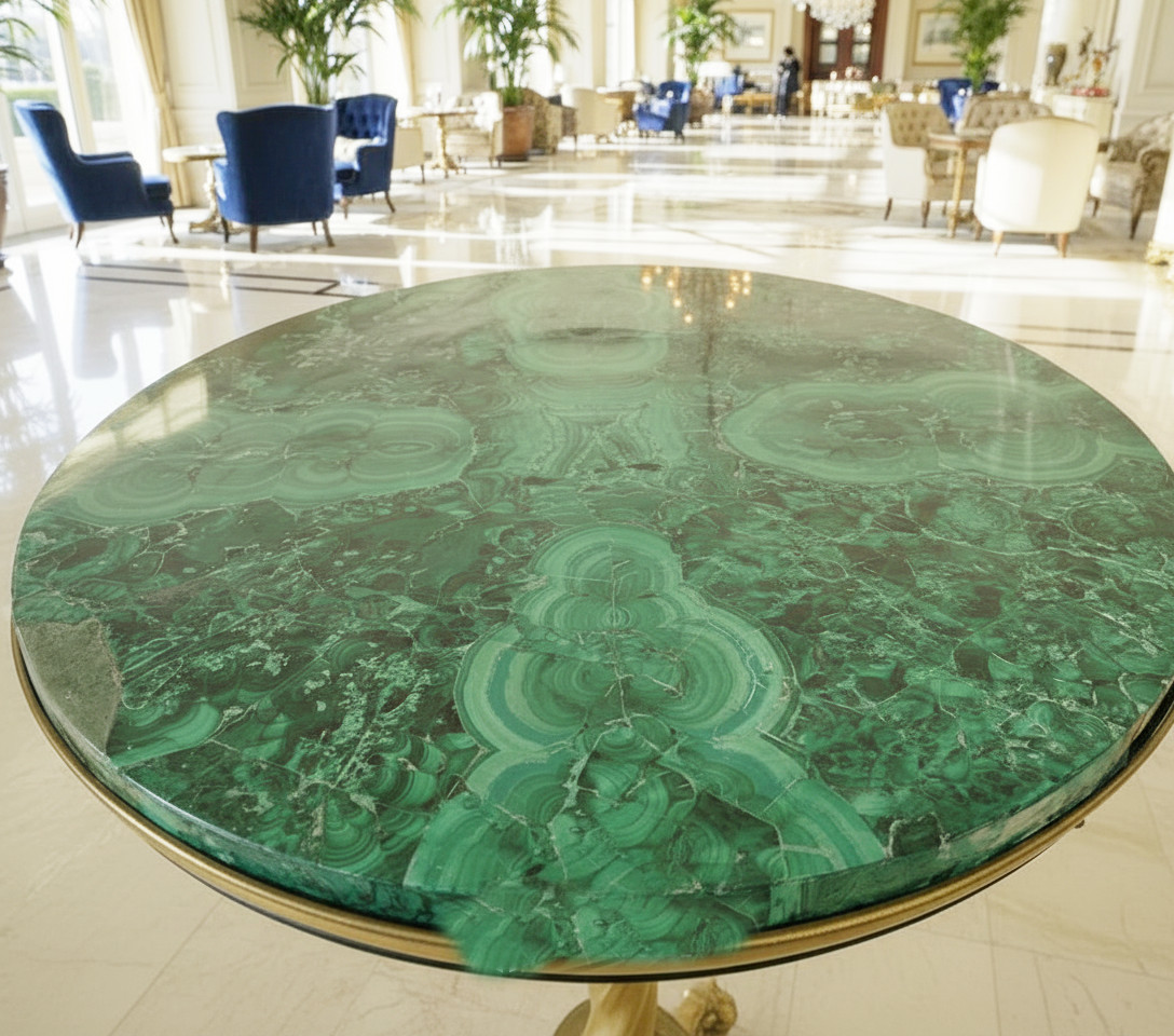 Premium Interior Home Decor | Handmade Malachite Stone Coffee Table Top
