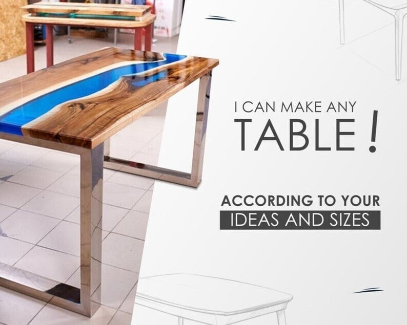 Ocean Wave Blue Resin Round Dining Table Live Edge Wood Epoxy River Table