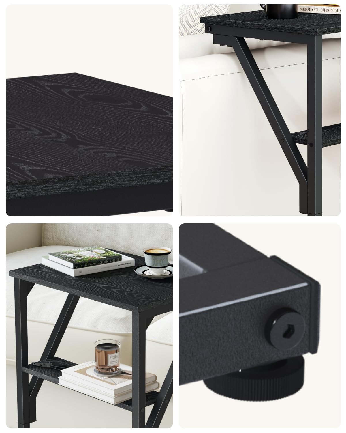C Shaped End Table Small Sofa Side Table TV Tray Living Room Bedroom