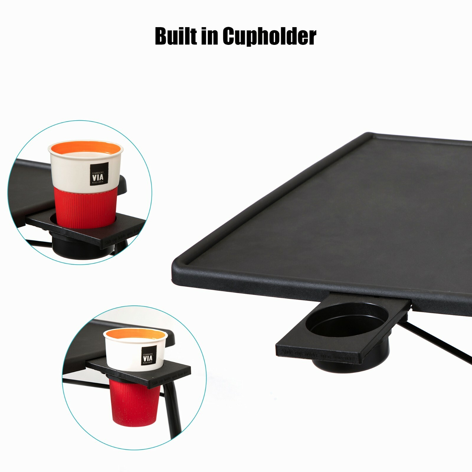 Portable Height Adjustable Laptop Table TV Tray Desk Overbed Stand w/Cup Holder