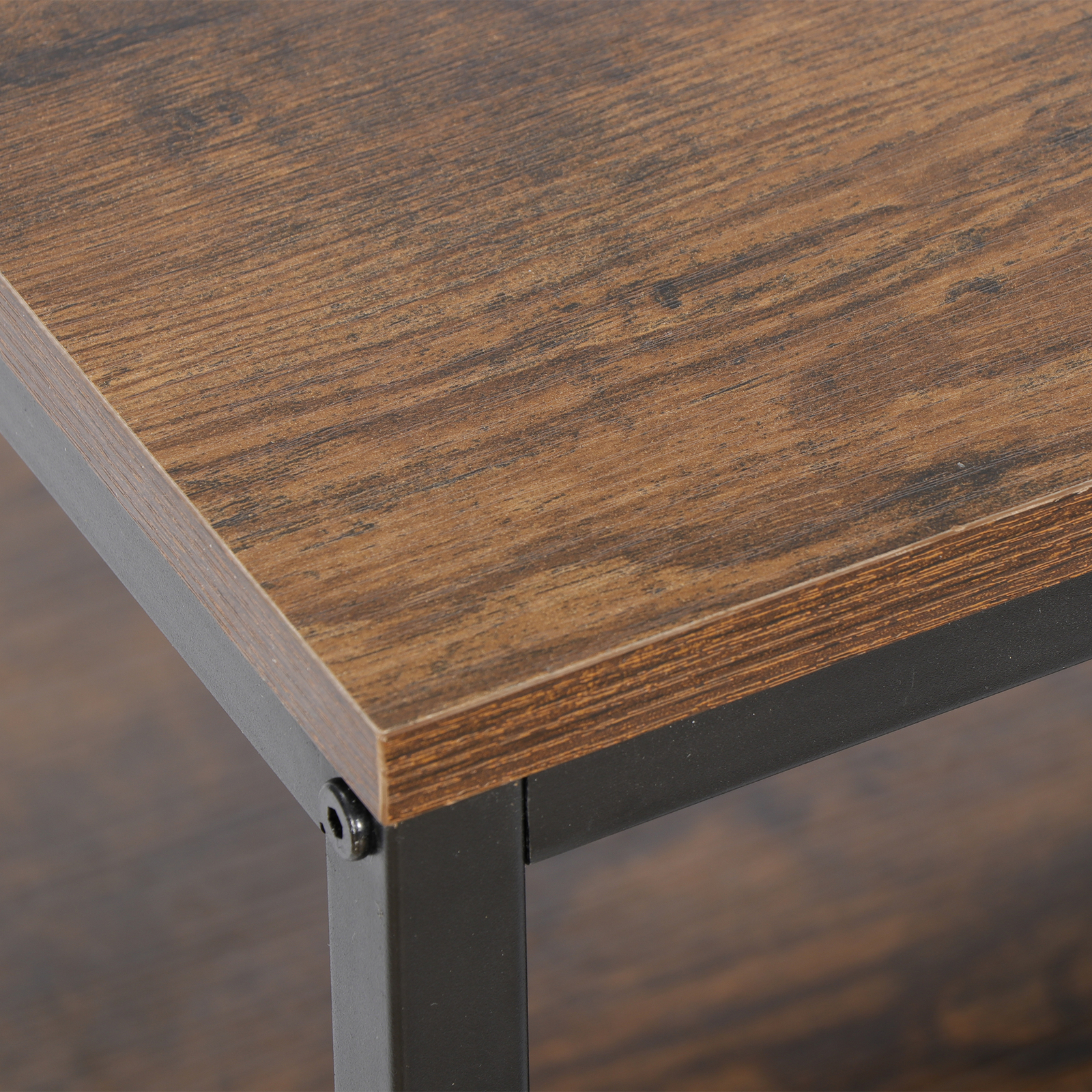 2-Tier Small Coffee Table Rectangle Wood Side End Table w/ Storage Rustic Brown