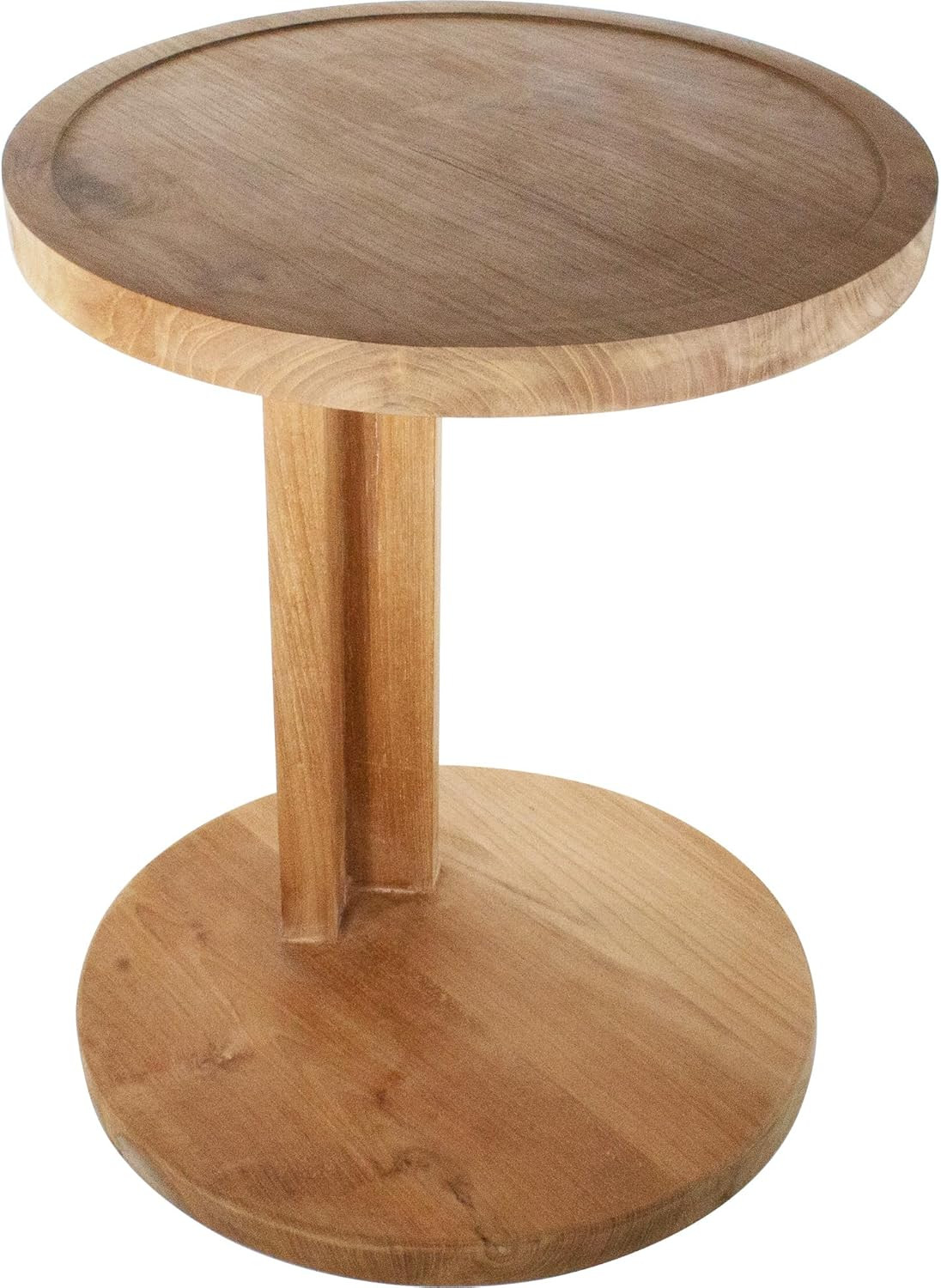 Nordic Teak C-Shaped Side Table – Solid Natural Teak Wood End Table for Sofa or