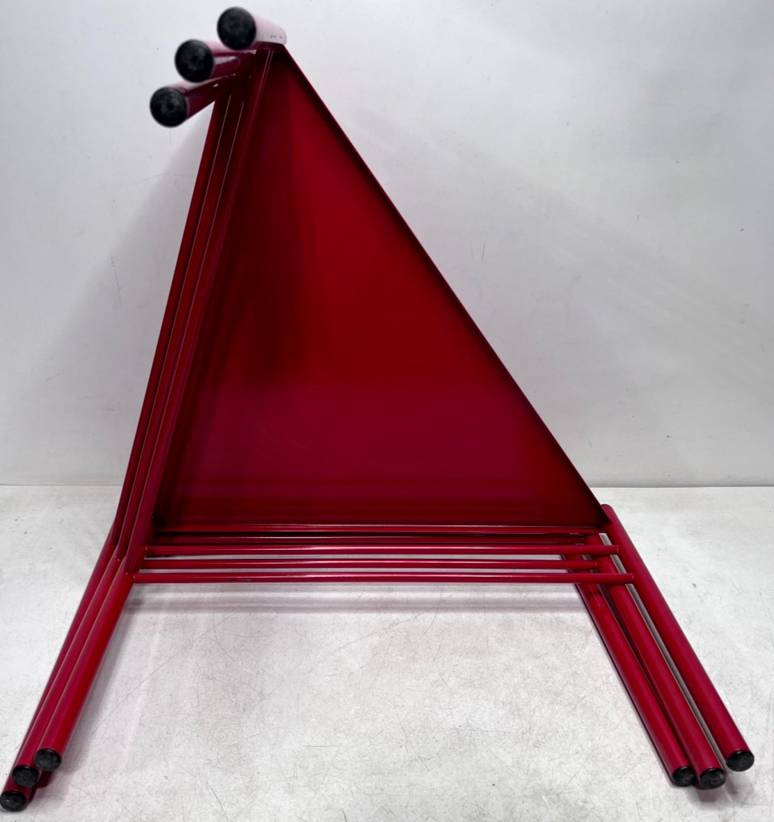Amisco Red Metal Triangular Nesting Tables Set of 3 Modern Accent Tables Rare