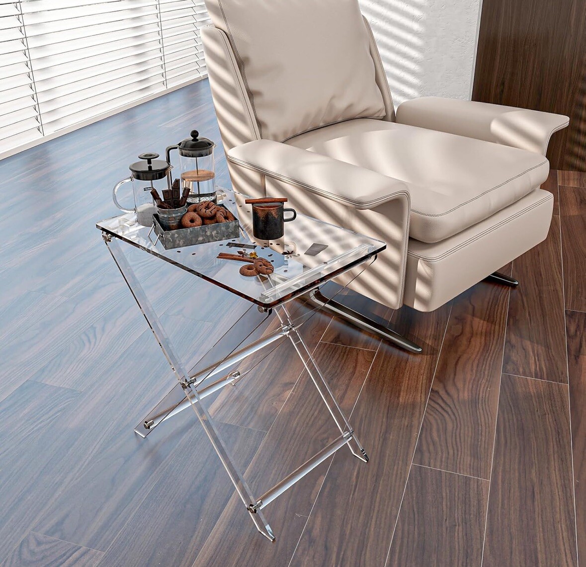 Acrylic Folding TV Tray Table Foldable Furniture Modern Small Desk Space