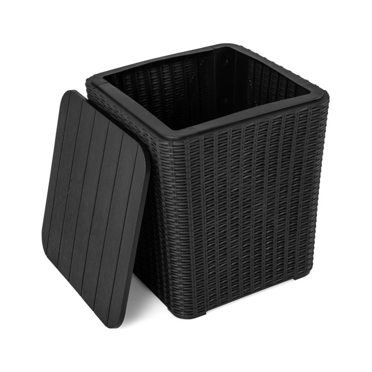 15in Square Resin Side Table, 11.5-Gal Box, 330lb Capacity, Coffee/Black