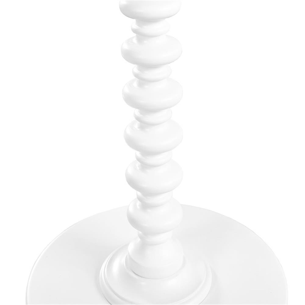 Linon Spectrum 17″ Round Spindle Accent Table in White Painted Wood