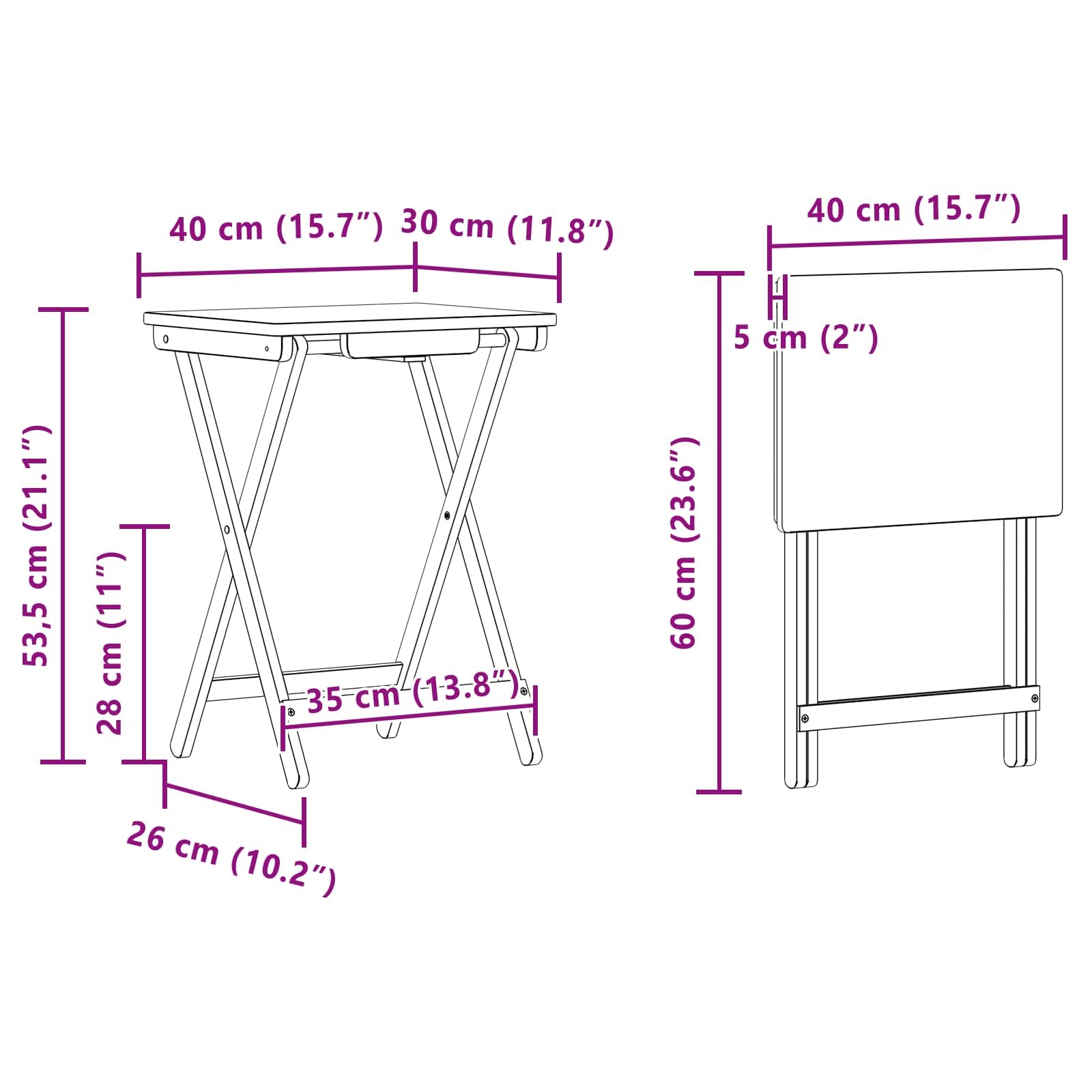 Kitchen Table Folding Natural 15.75 x 11.81 x 21.06 in Bamboo vidaXL