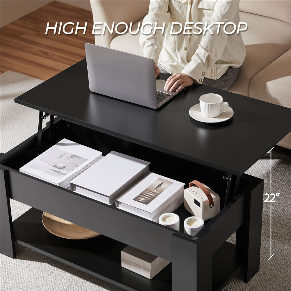 39 in Lift Top Coffee Table with Hidden Compartment & Storage for Living Room