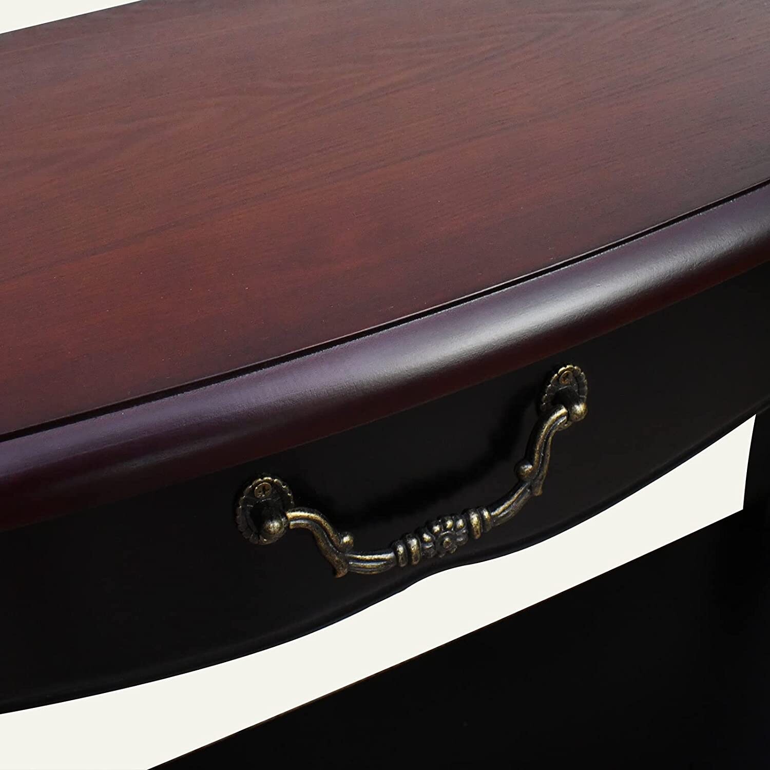 Wood Console Sofa Entry Table with Drawer & Shelf for Living Room Hallway Foyer