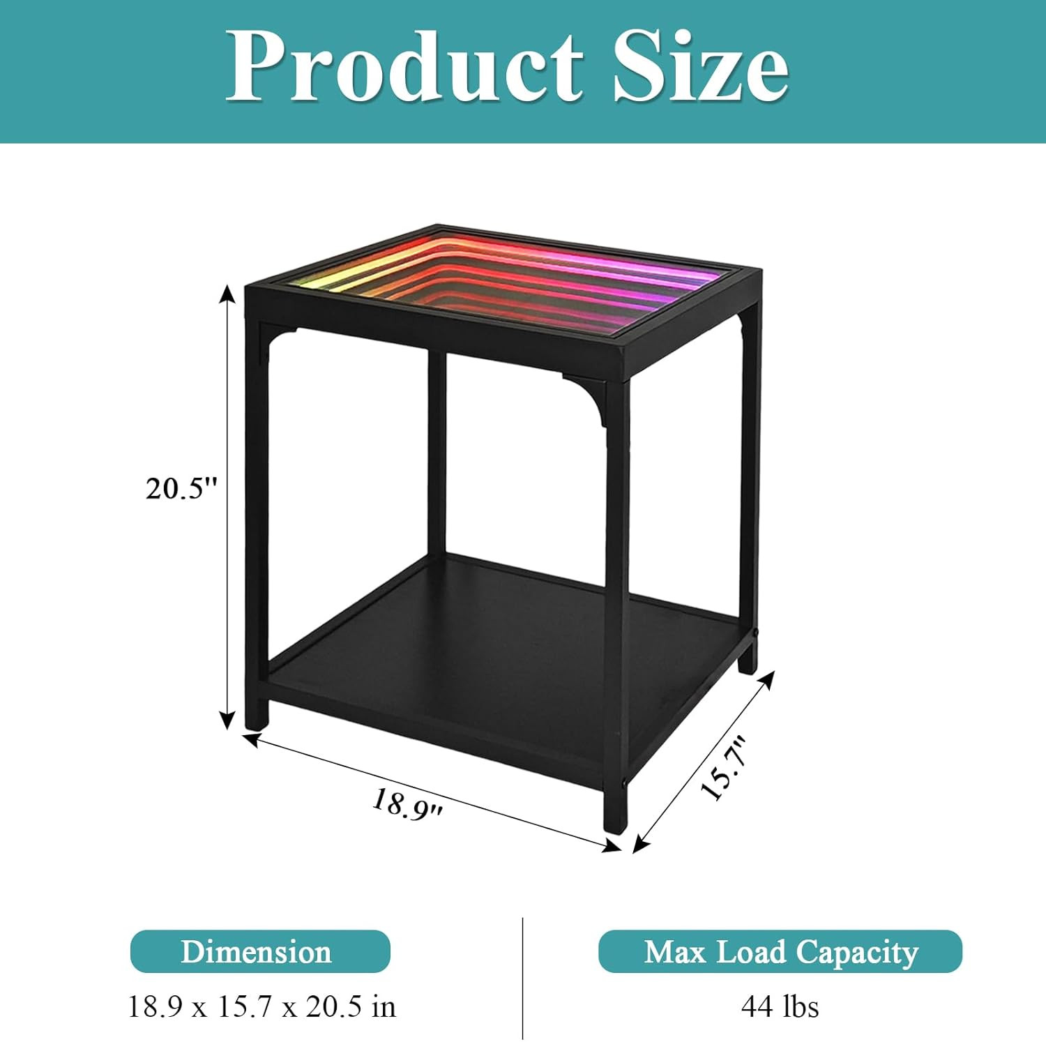 Infinity Mirror Light Table – 3D RGB Illusion Coffee Table for Living Room