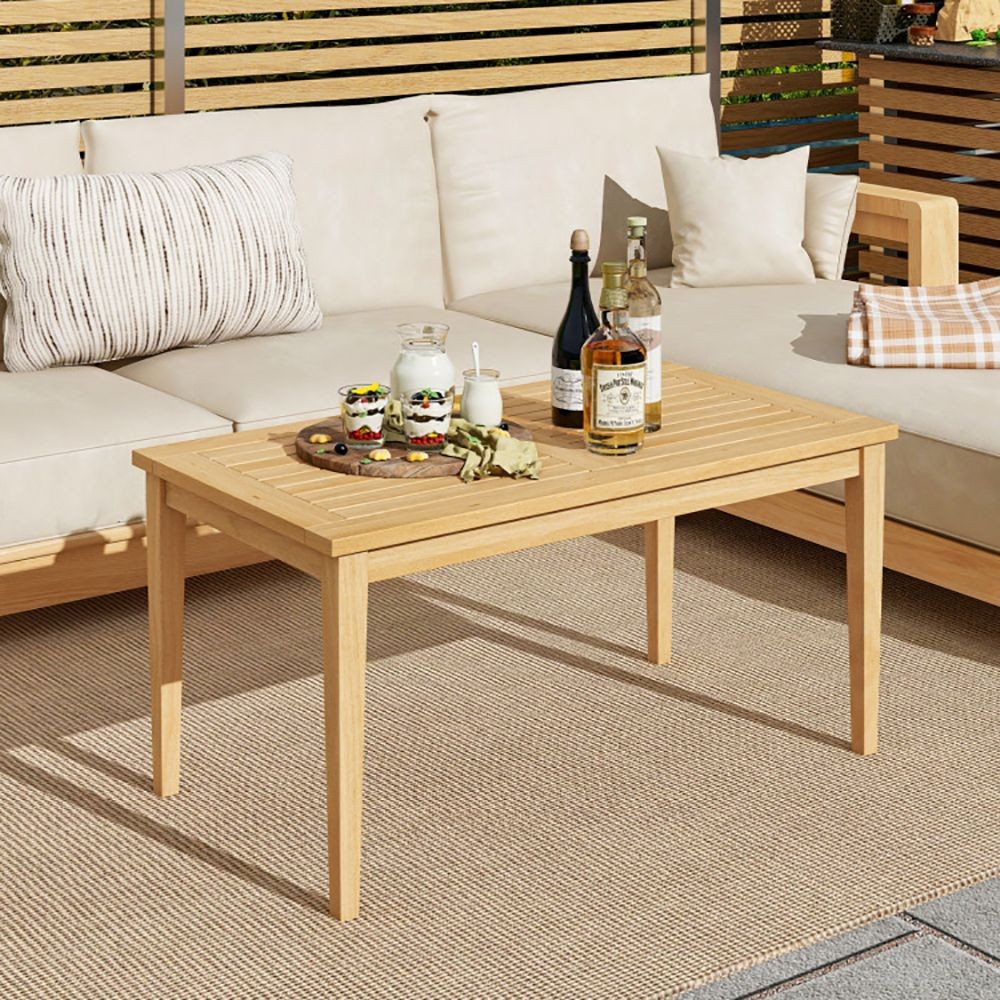 35.5in x 20in x 18in Teak Wood Slatted Outdoor Coffee Table 90lb