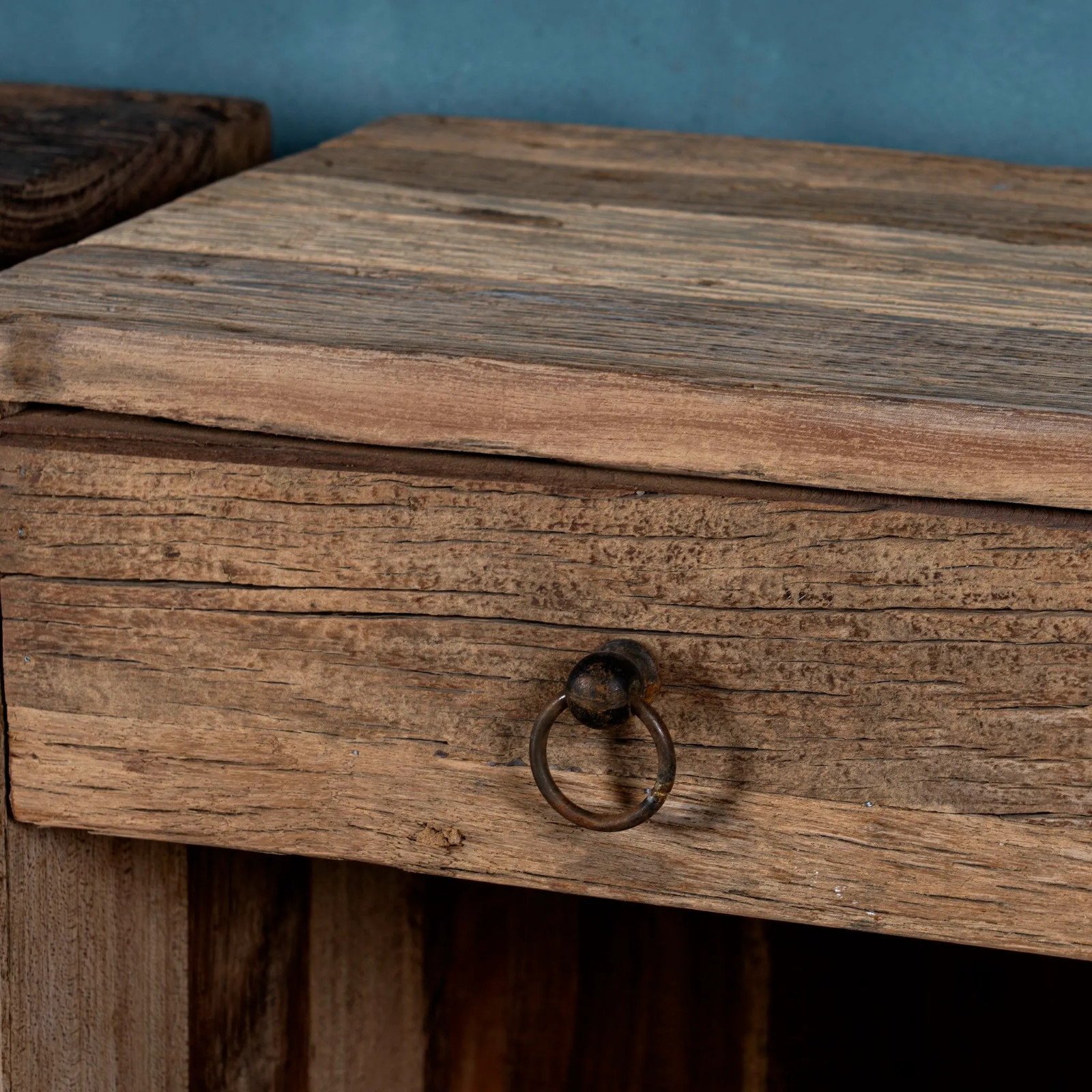 Artisan Handmade Bedside Table Solid Wood Hand Carved 16.9 × 13.8 × 23.6 inches