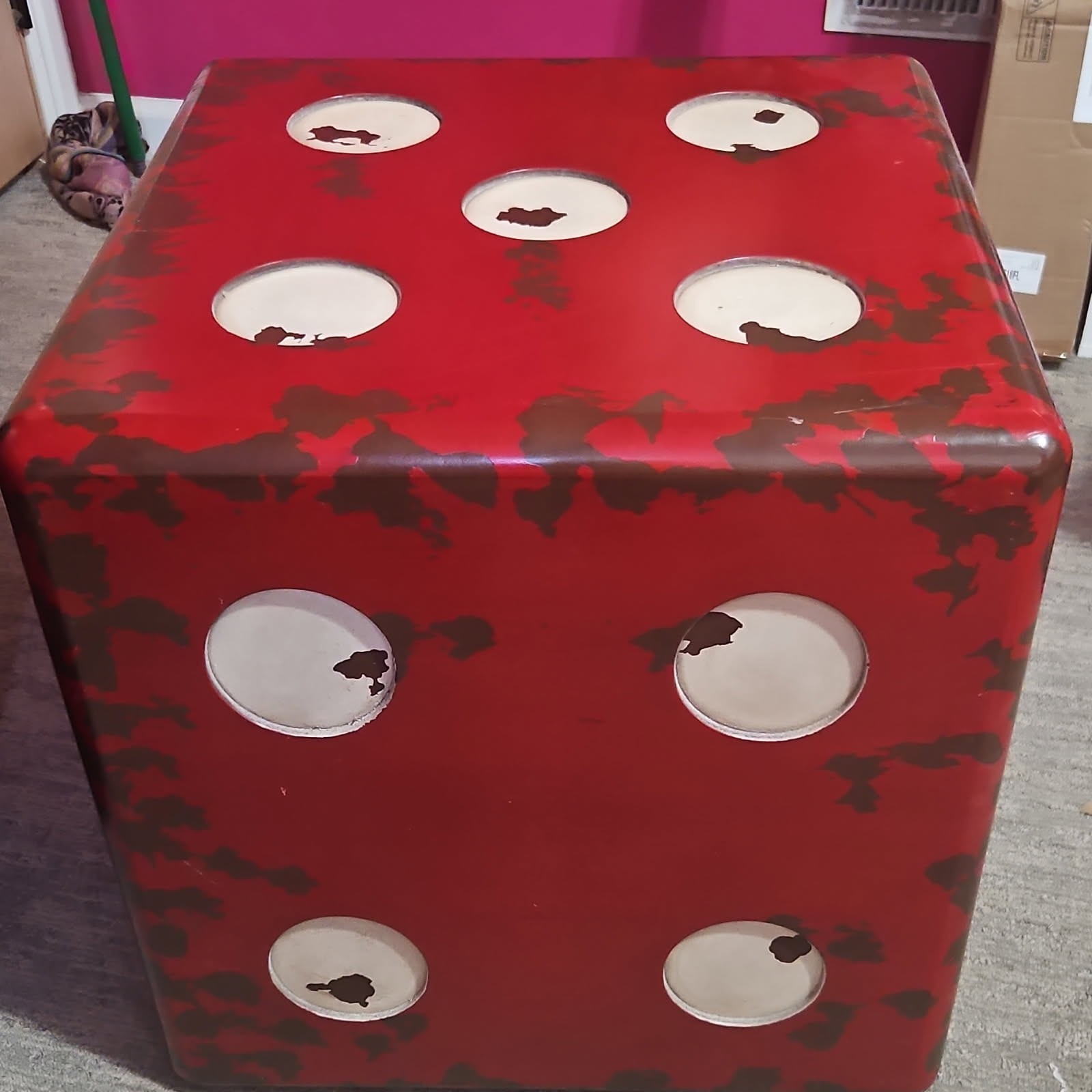 Pair Of Uttermost Red Dice Accent Tables (Model 2416) – Minimal Wear