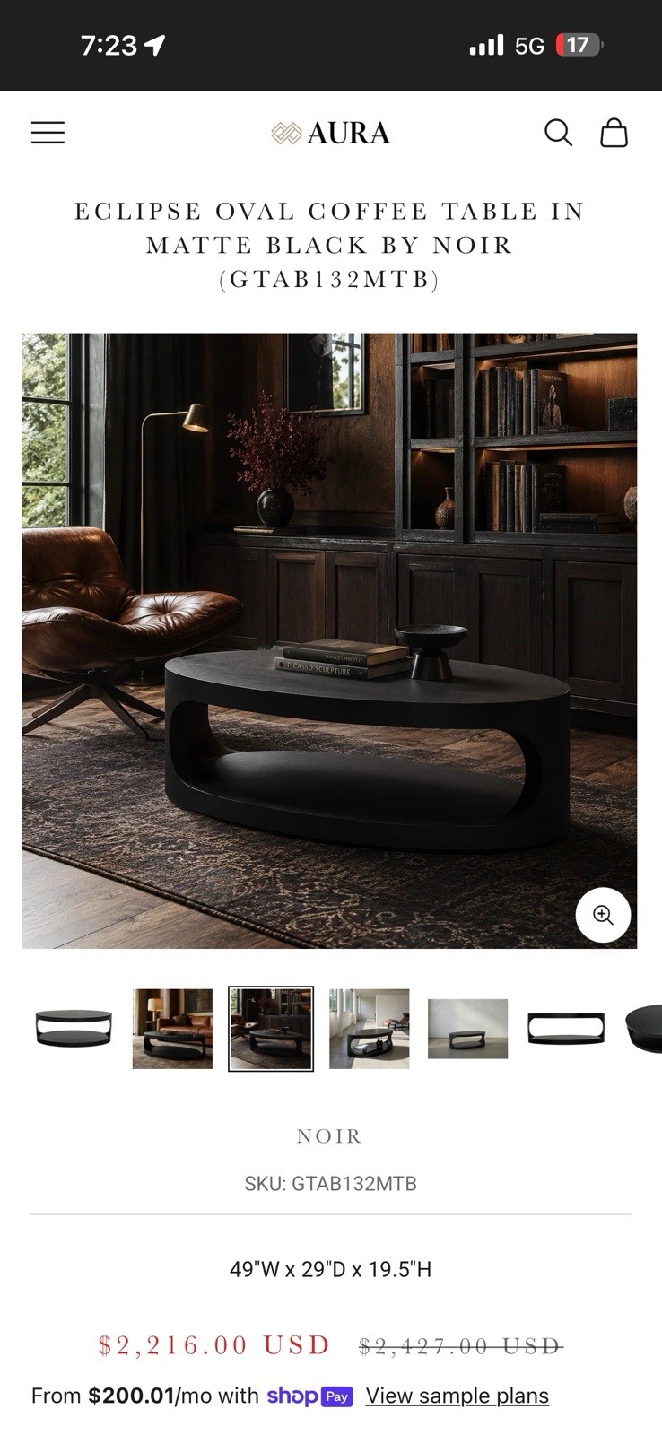 Oval Metal Coffee Table