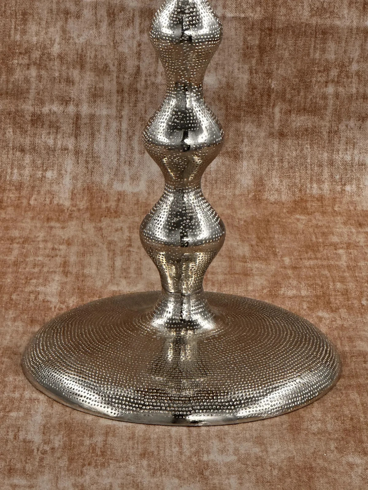 Handmade Cast Aluminum Side Table: Tropical Nickel Accent Decor