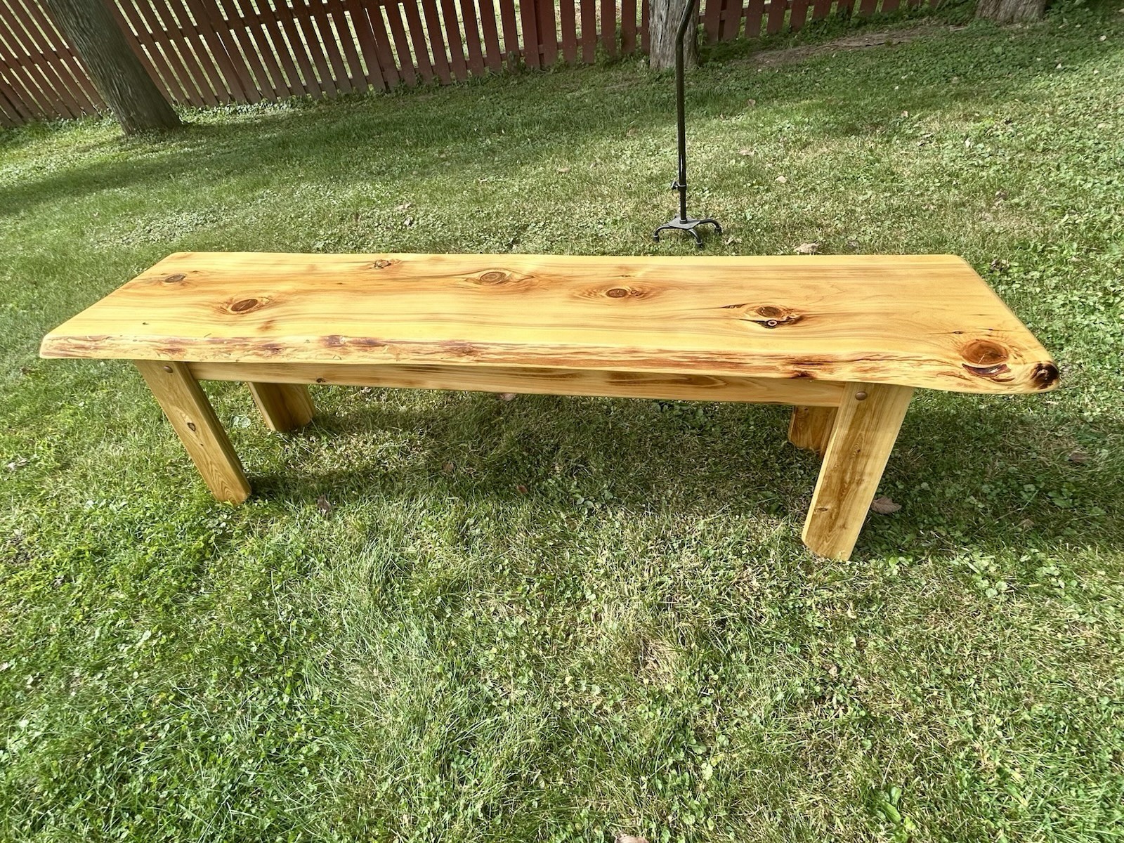 Thick Live Edge Coffee Table Bench Natural Light Finish Northern White Cedar CTA