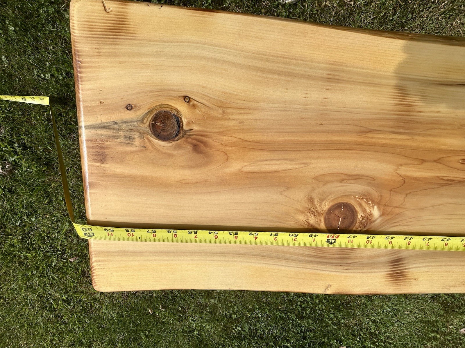 Thick Live Edge Coffee Table Bench Natural Light Finish Northern White Cedar CTA