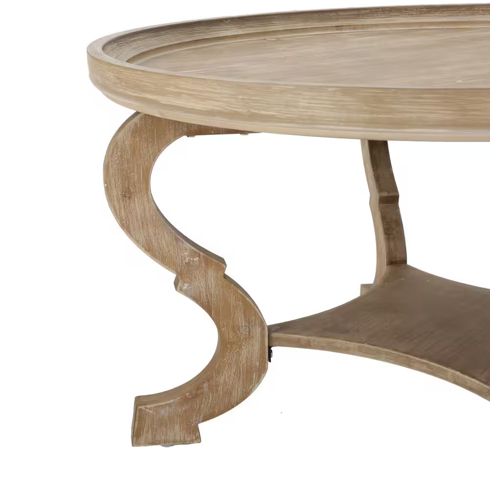 Althea 33 In. Natural Brown Wood round Coffee Table