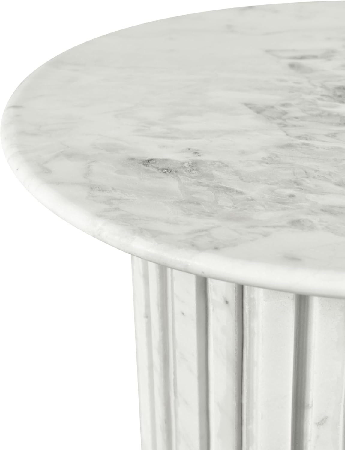Art Deco White Marble End Table with Grey Veining – Genoa Collection 18