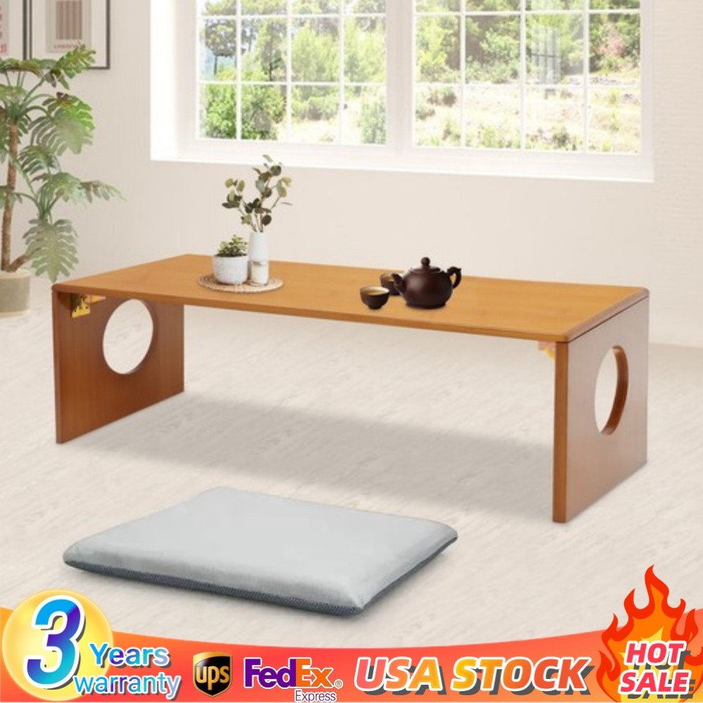 Folding Coffee Table Foldable Low Coffee Table Bamboo Floor Table Desk for Bed