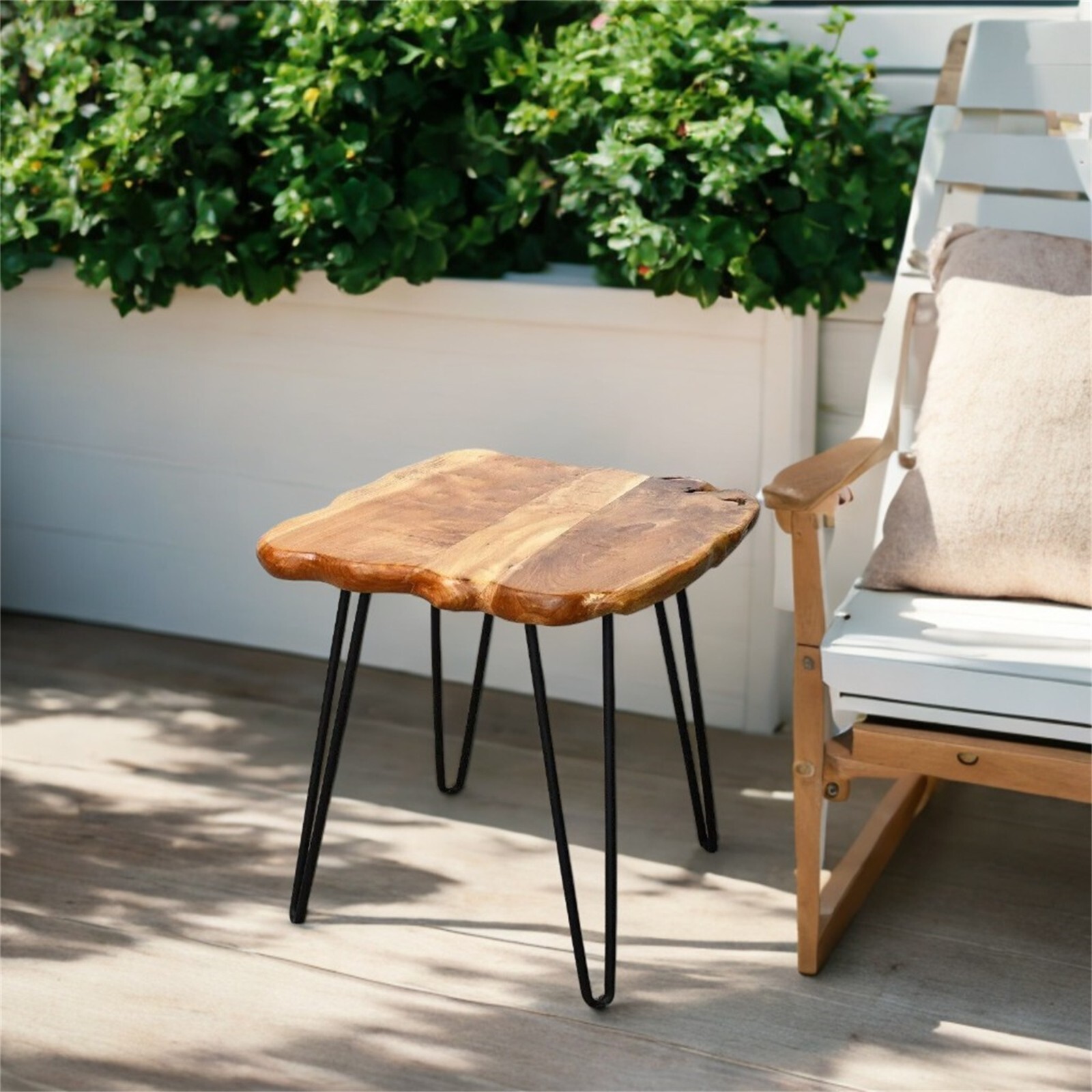 GREENAGE Cedar Live Edge Coffee Table with 4 Hairpin Legs 20″ x 20″ x 21″ Height