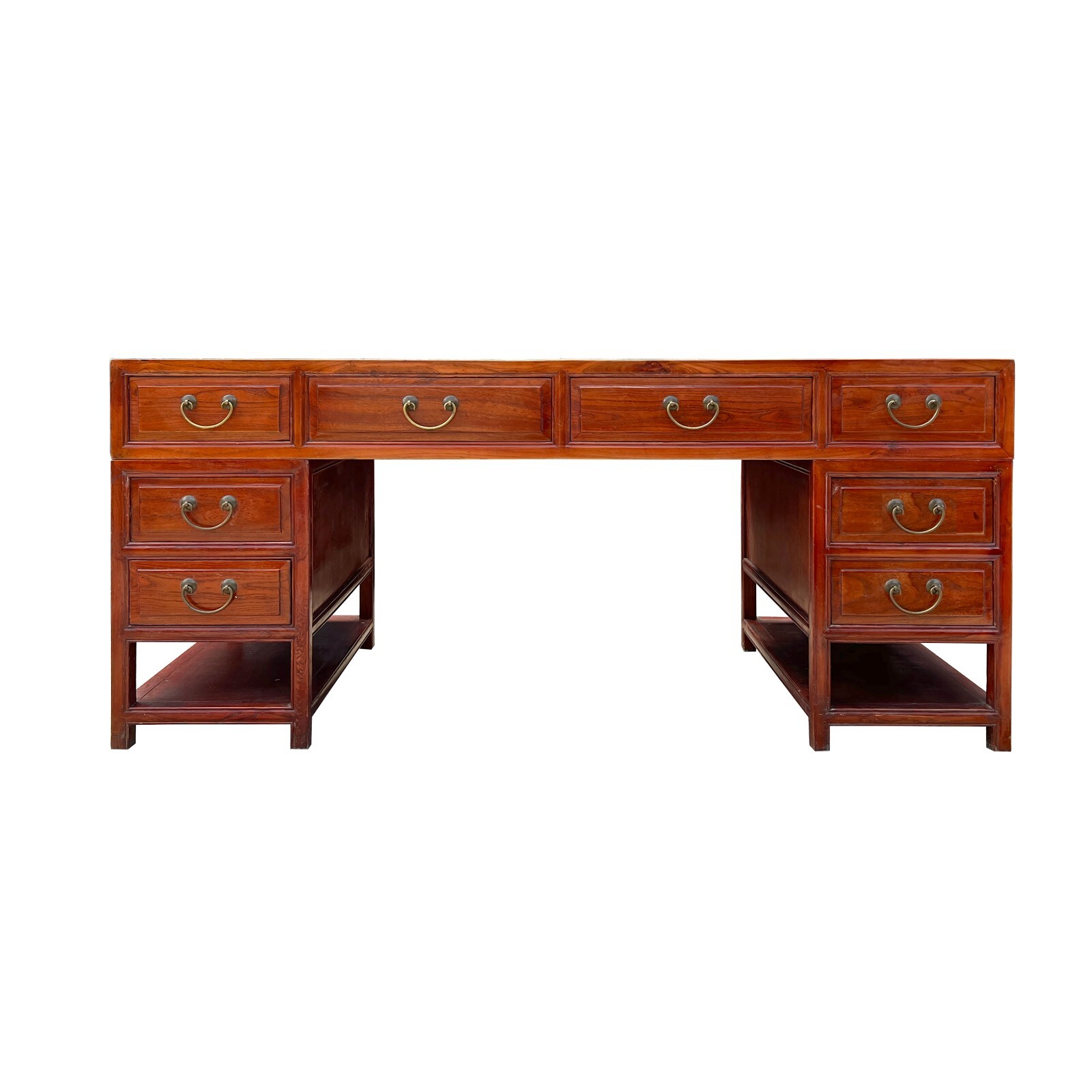 Chinese Brown Drawers Base Top Wood Editor Office Writing Desk Table cs7628
