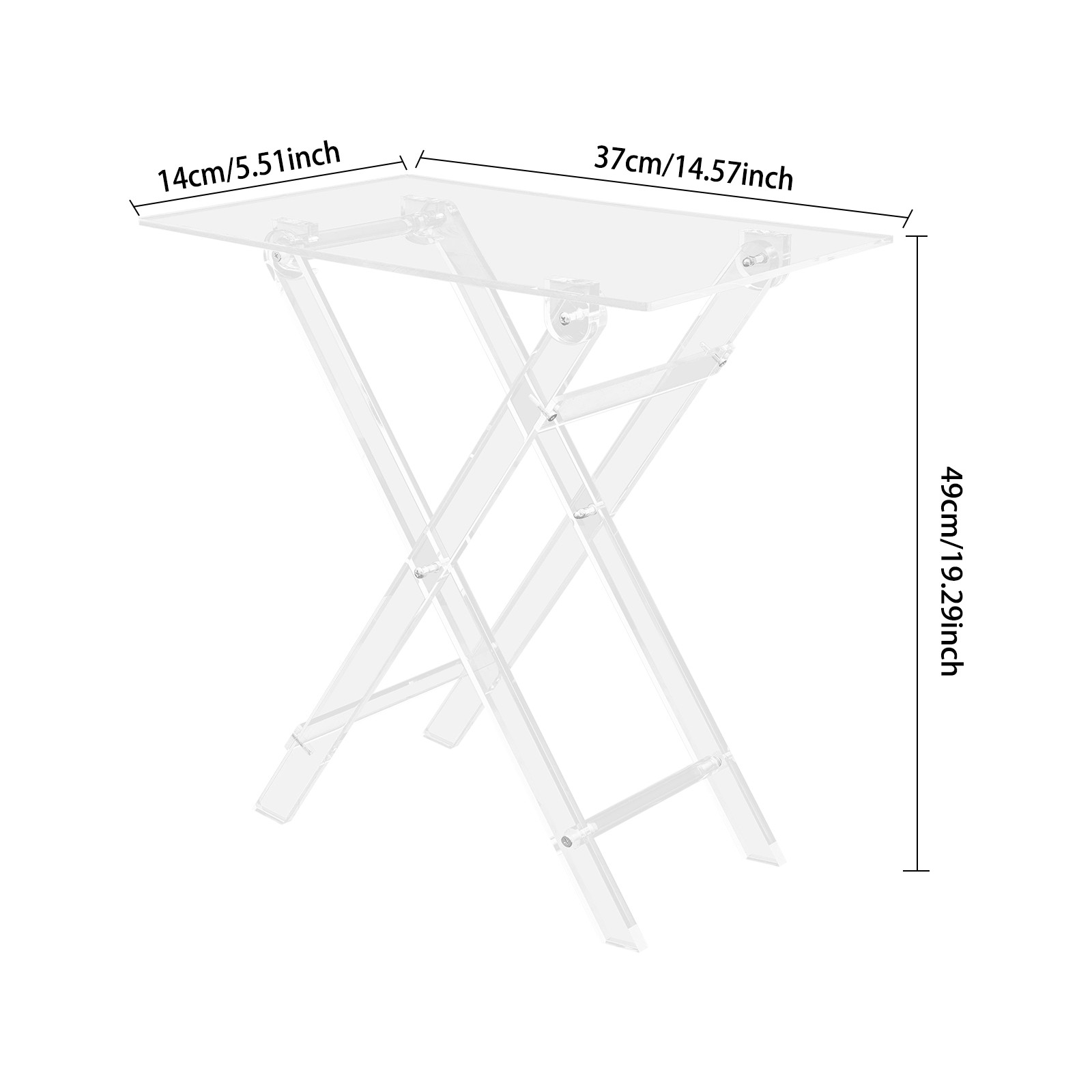 Modern Acrylic Folding Table Foldable Dining Table Cafe Bar Clear Coffe Table