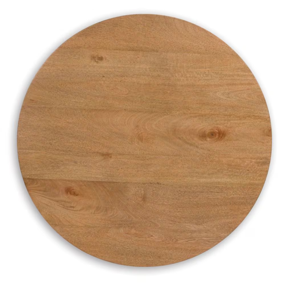 Kristiland 26 In. Brown round Wood End Table with Storage and Shelves