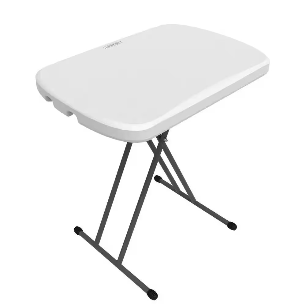 26 In. White Plastic Adjustable Height Folding Utility Table