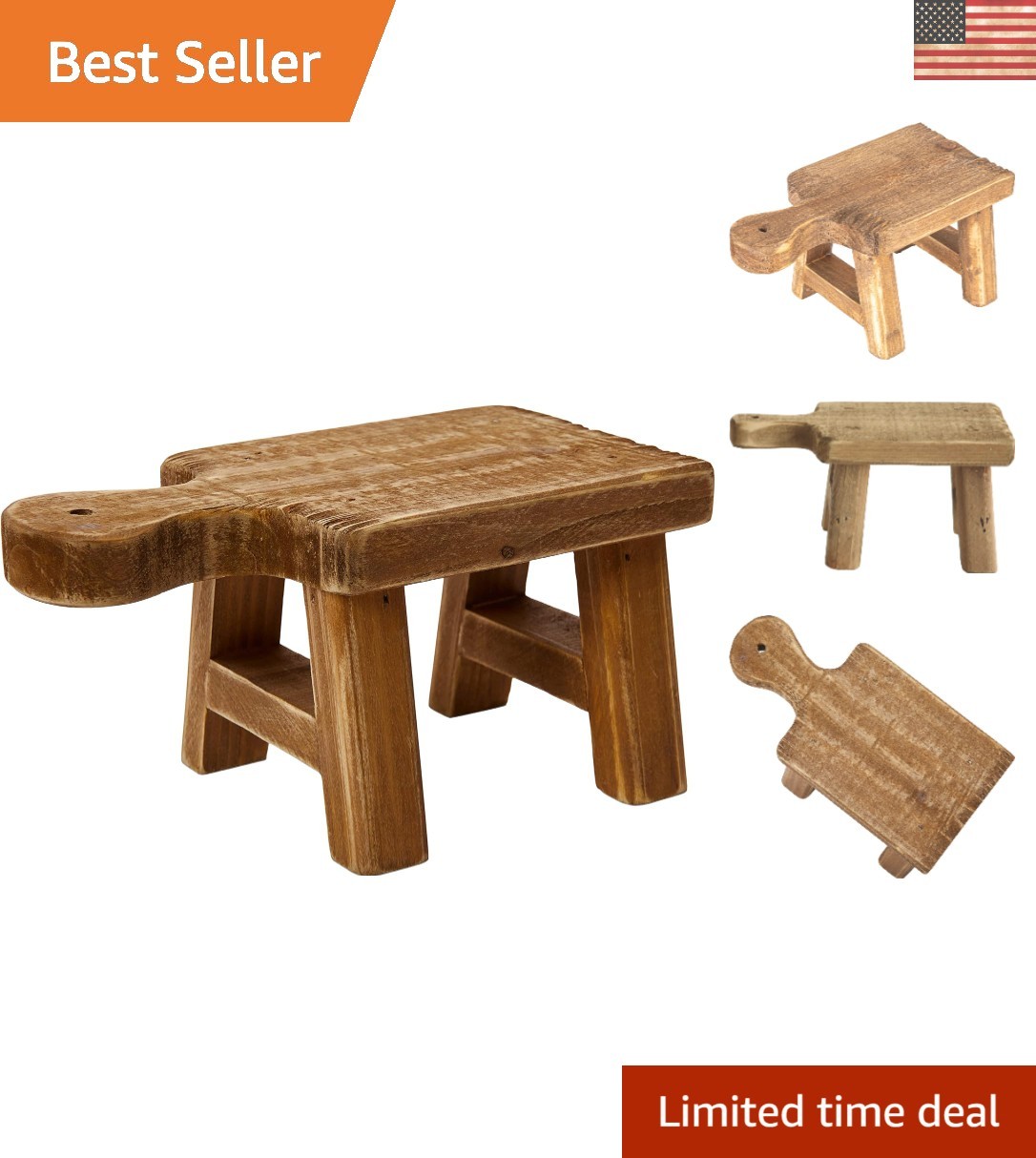 Charming Square Wood Pedestal with Handle – Perfect for Decorative Objects 9.5L