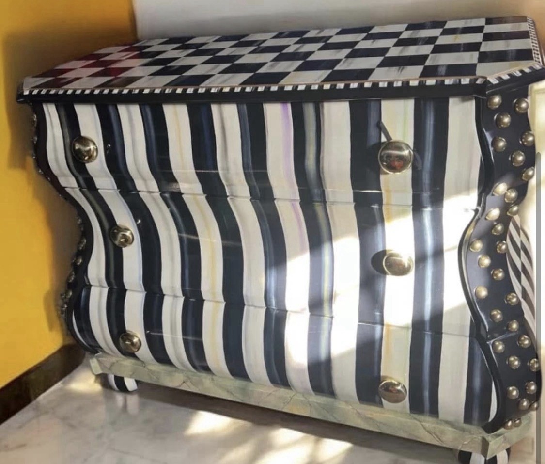 Mackenzie Childs Retired Courtly Stripe Bombay Made In Aurora New