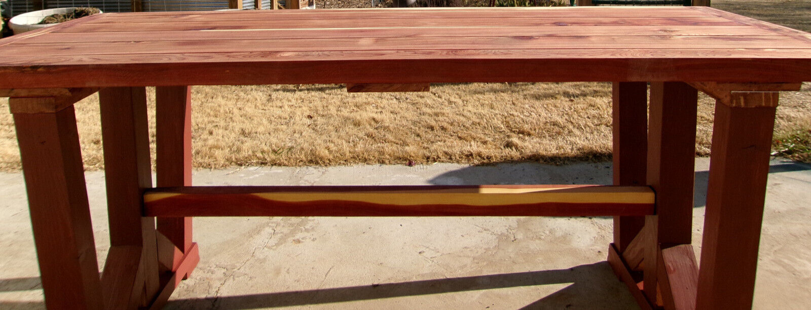 Hand Crafted Eastern Red Cedar Ourdoor Table 6 ft long, 30 in wide, 30 in tall