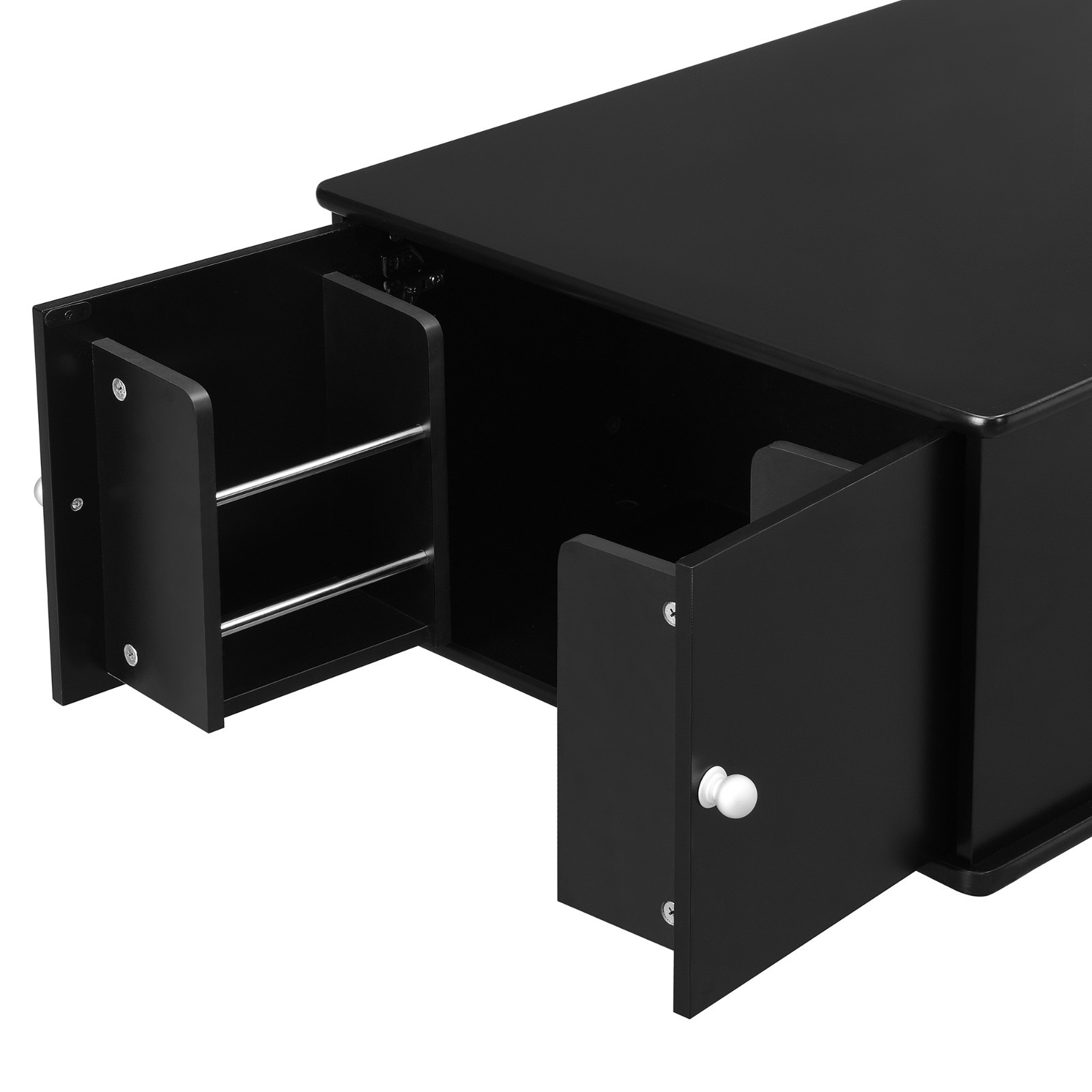 Modern Rectangle Coffee Table Center Table With Storage Drawers Solid Wood Legs