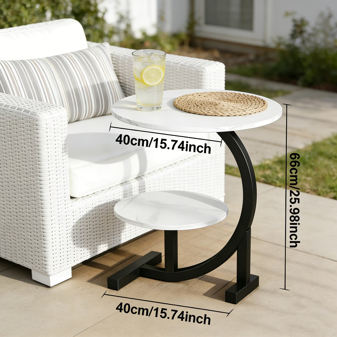 2tier Indoor/Outdoor Side Table Space-Saving Design for Living Rooms Bedroom New