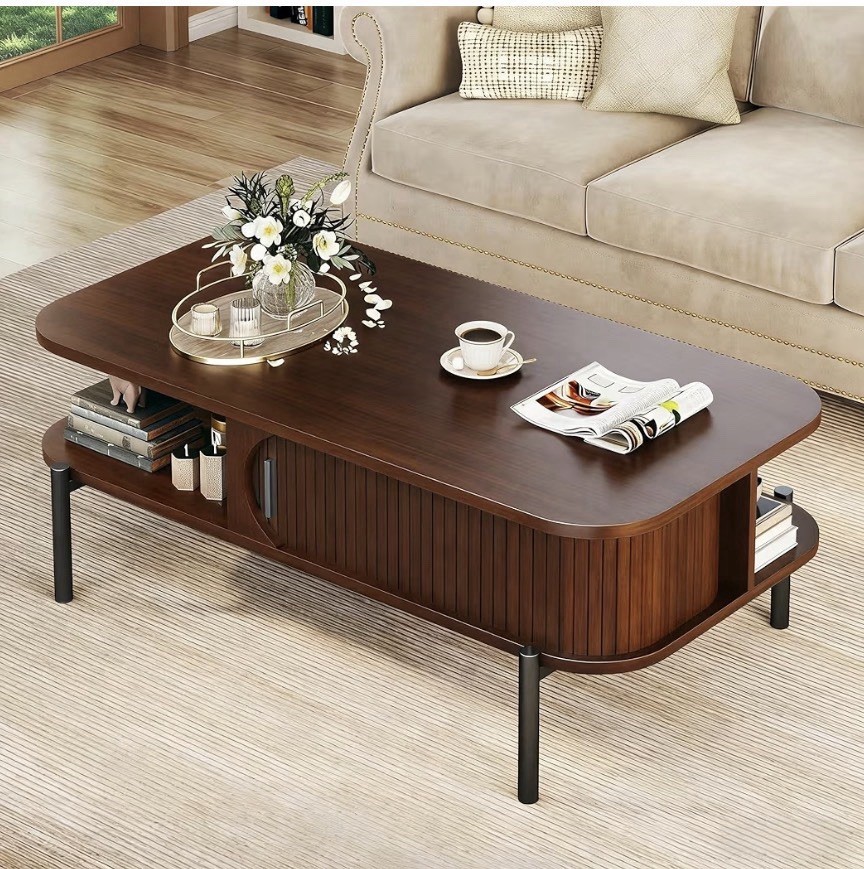 LAST LEFT***Century Modern Coffee Table W/Storage, 39.4″ Walnut