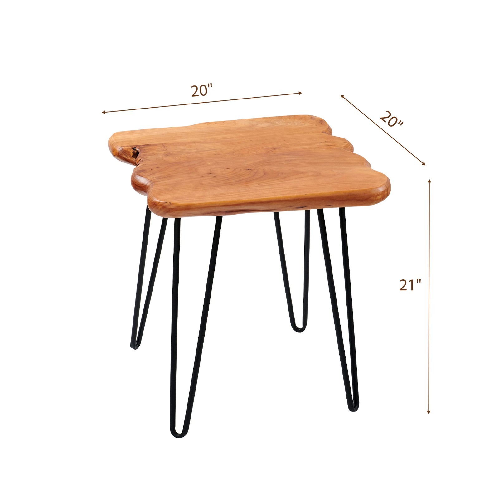 GREENAGE Cedar Live Edge Coffee Table with 4 Hairpin Legs 20″ x 20″ x 21″ Height