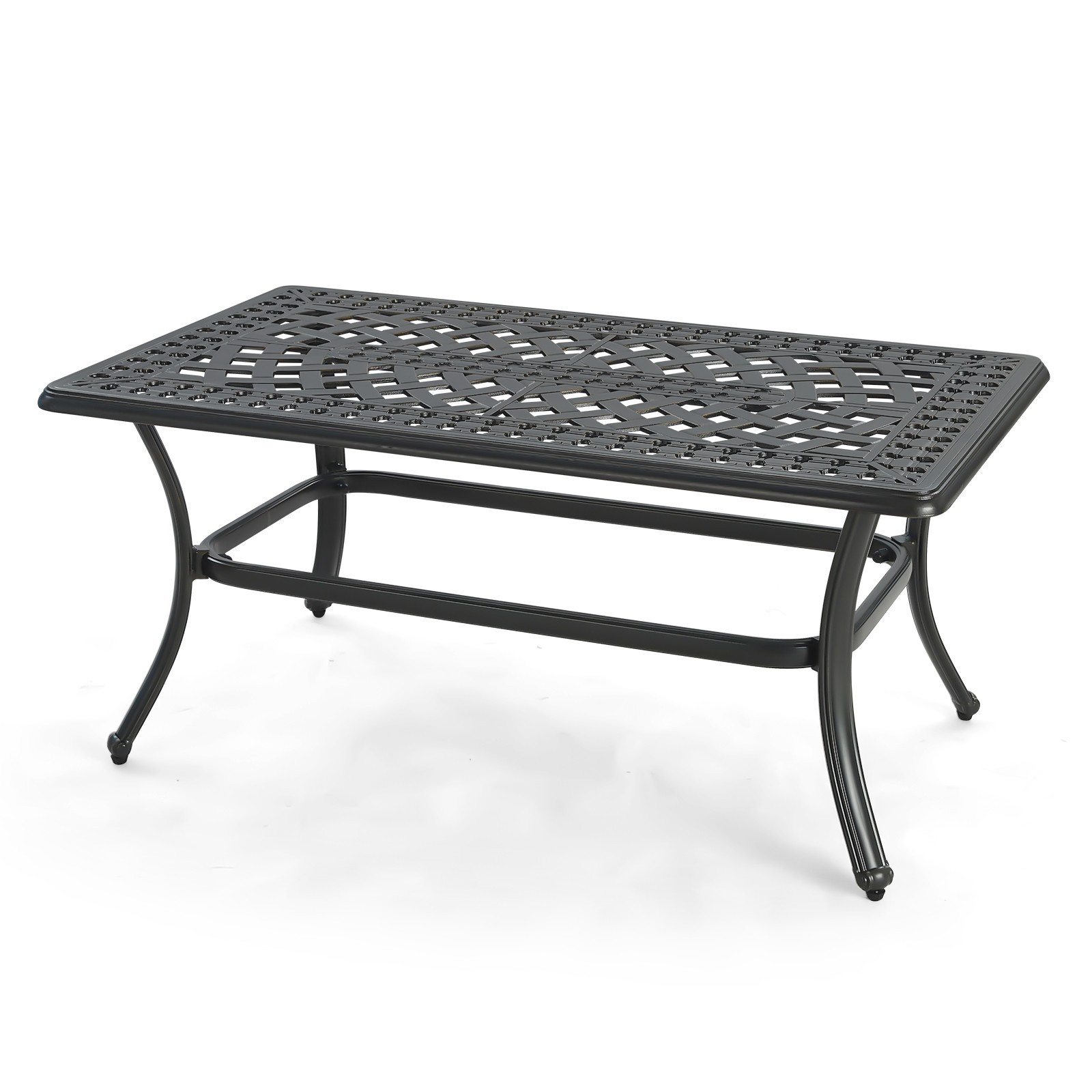 Cast Aluminum Outdoor Coffee Table All-Weather Patio Center Table Side Tables