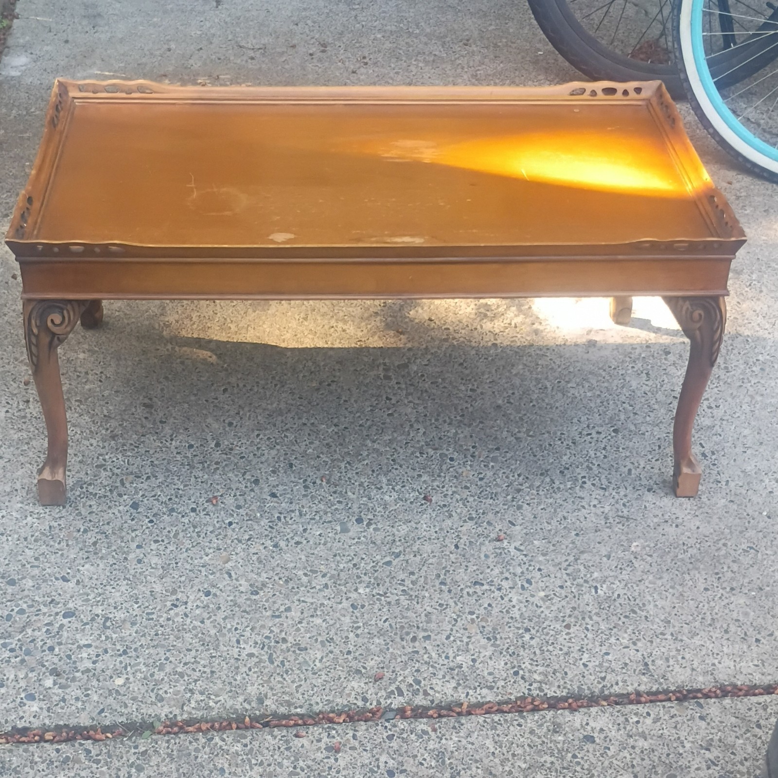 Rectangular Carved Wood Coffee Table, Brown Medium Wood Tone, Traditional