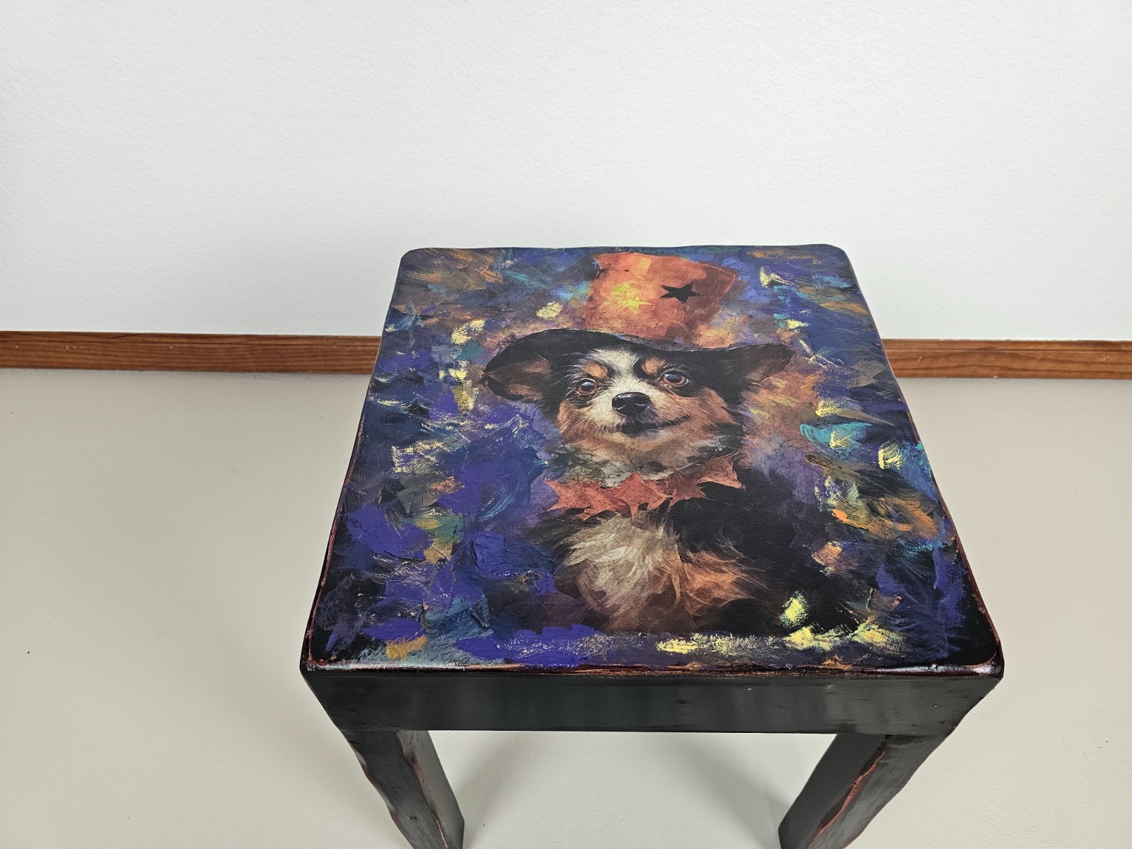 Original Mixed Media Halloween Chihuahua Table Hand Painted Accent Furniture