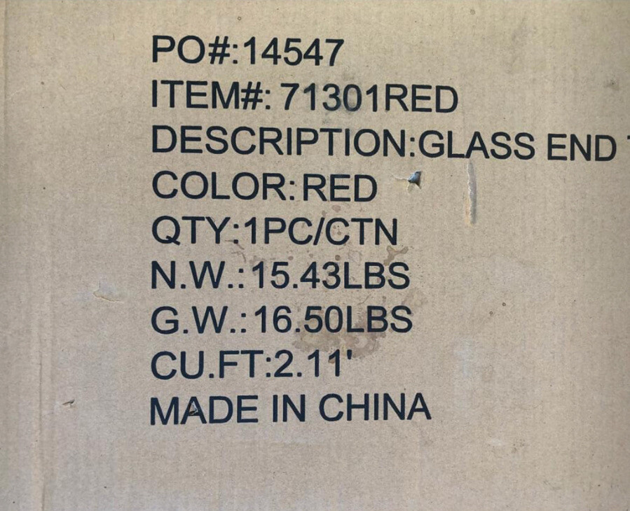 Contemporary Glass Top Metal Table Red Indoor Outdoor New In The Box