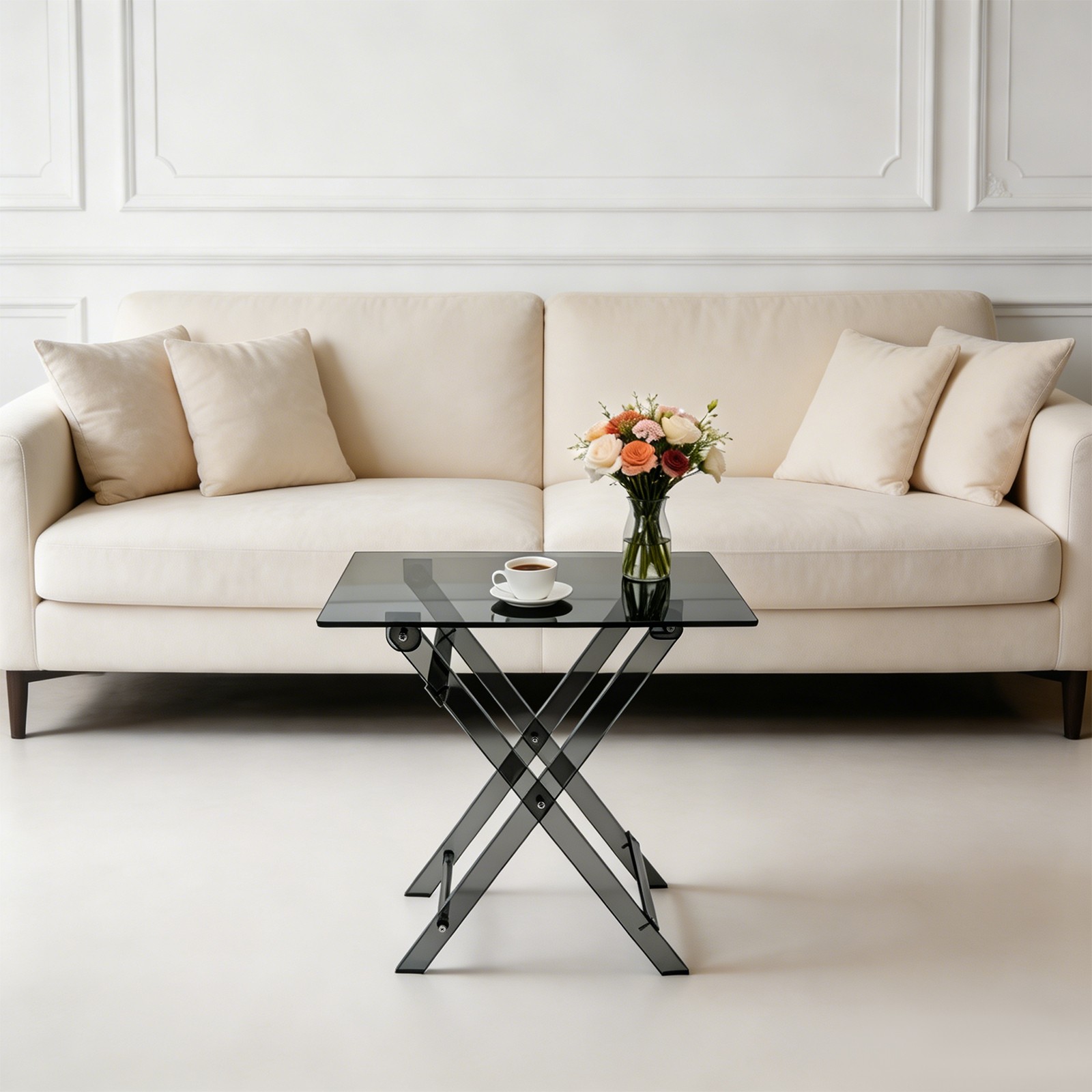 Acrylic Folding Table, Foldable TV Dinner Table, Folding Bed Desk-Space Saving