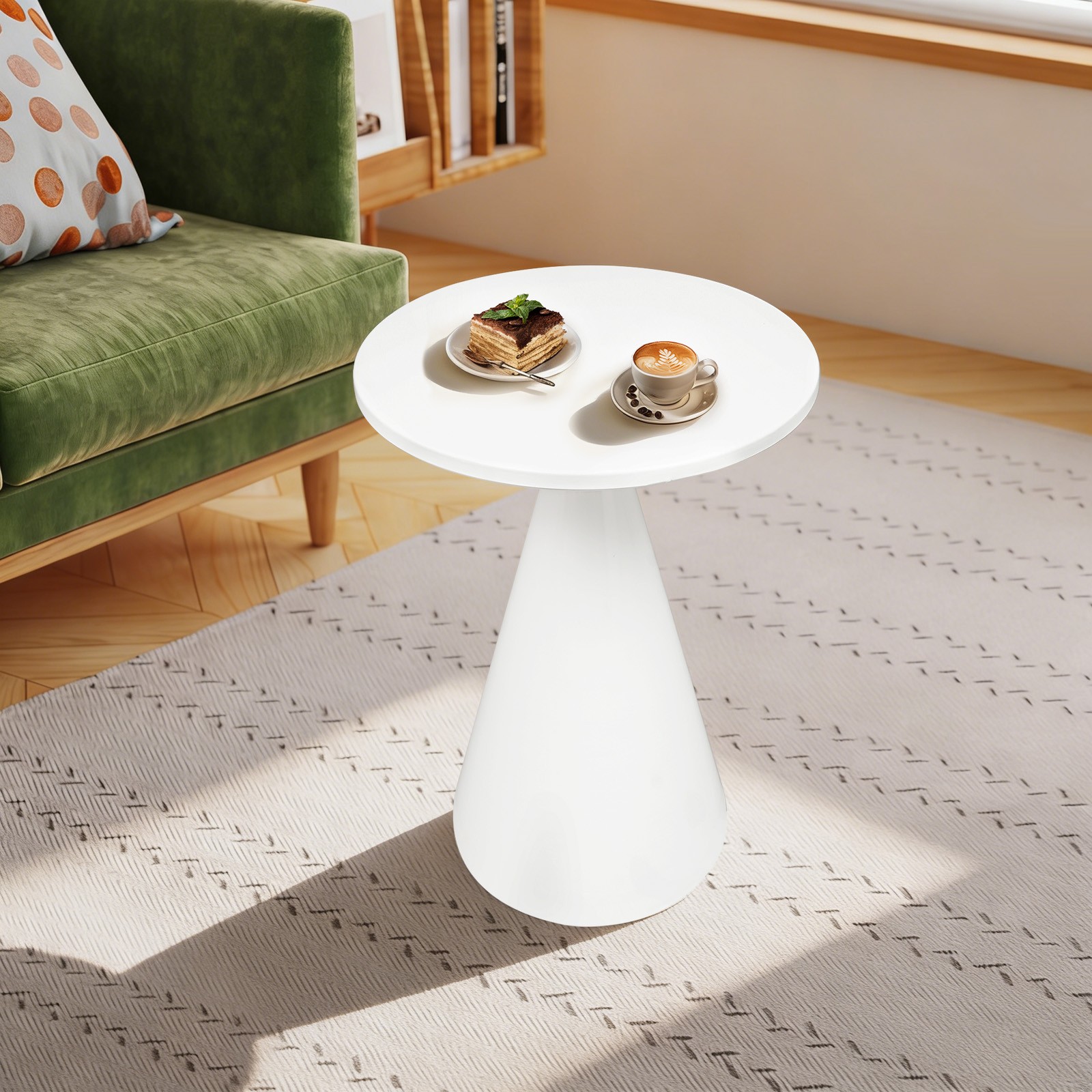 Living Room End Table White Modern Round Metal Coffee Table Home Decor Table