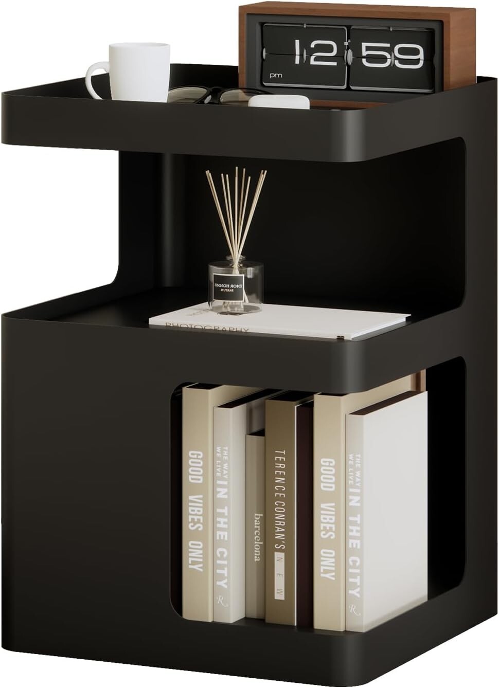 ZHBHYZ Modern Side Table,Small end Tables for Small Spaces,Black Metal nightsta