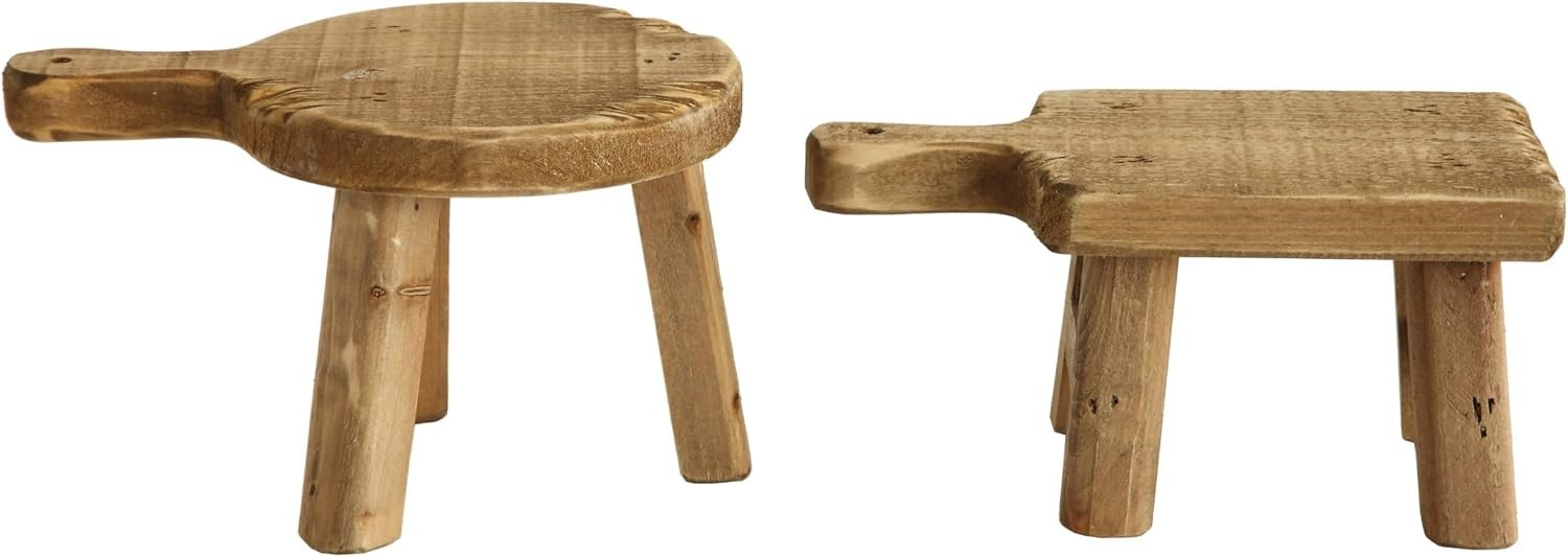 Charming Square Wood Pedestal with Handle – Perfect for Decorative Objects 9.5L