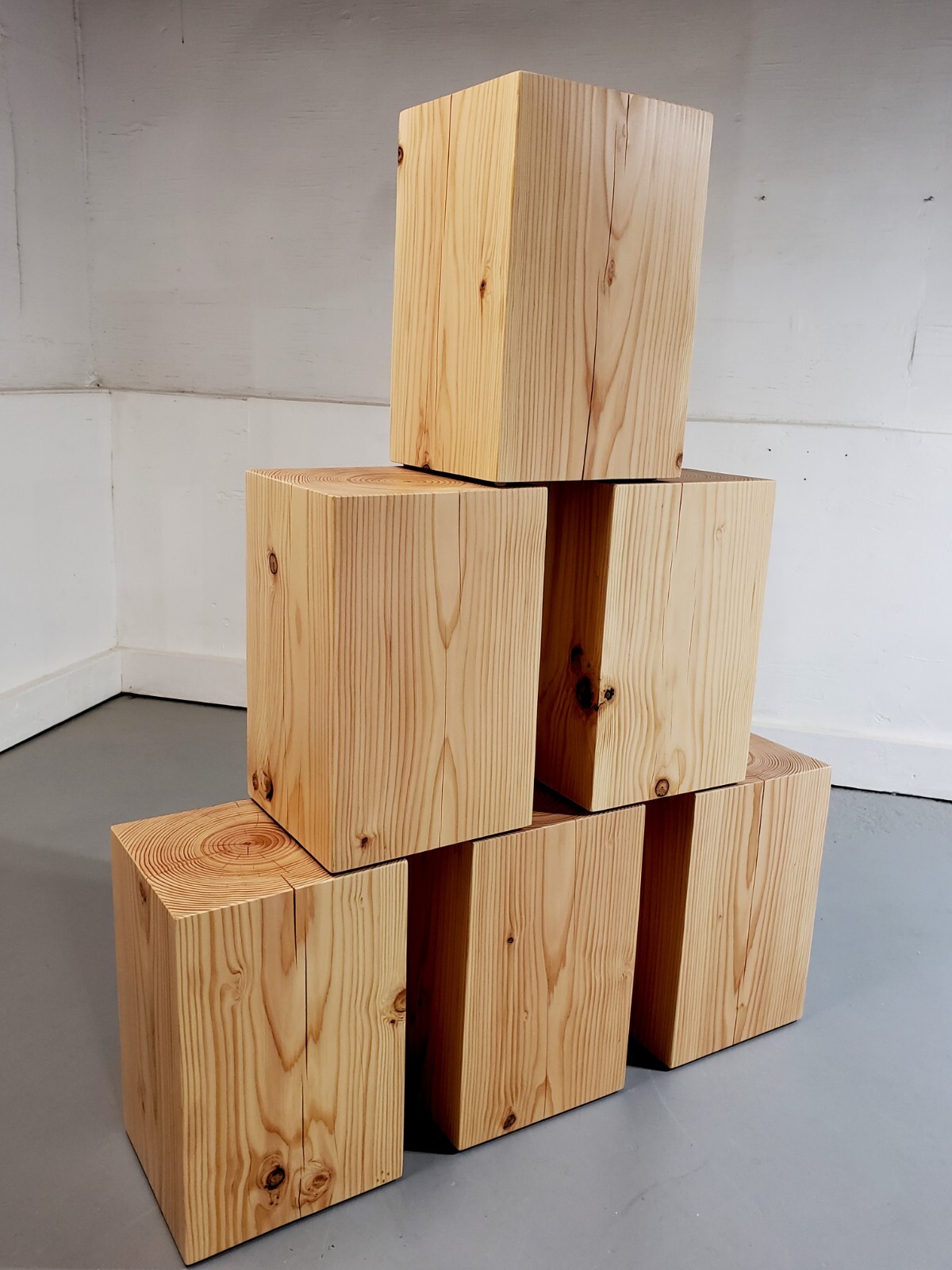 Modern wood timber block tree stump side table stool