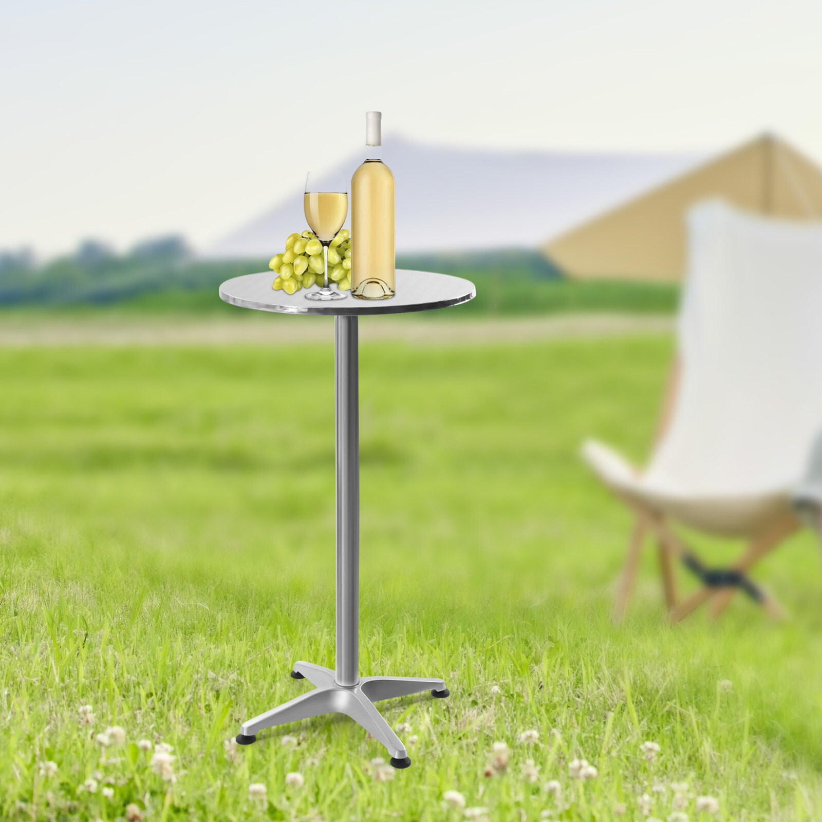 Dining Table Pub Round Tall Folding Indoor/outdoor Patio Metal Party Wine Table