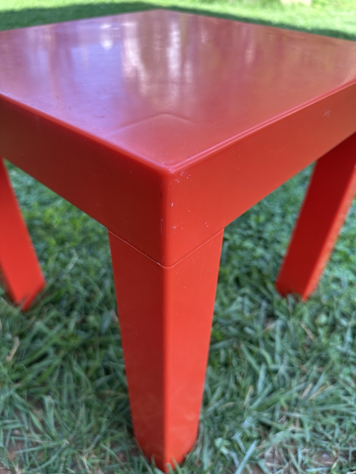 Parsons Plastic Table Kartell Style Red Orange Square Vintage Mid Century 16”